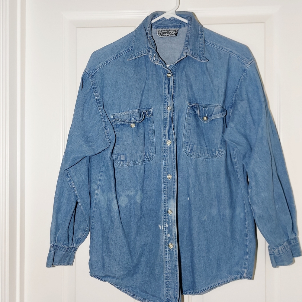 Bonjour Denim long Sleeve ladies Shirt